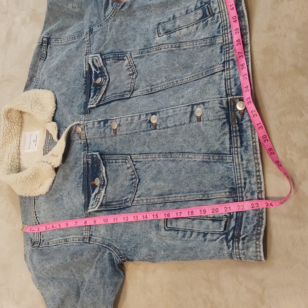 Celebrity Pink Women's Juniors' Sherpa Lined Acid Wash Denim Jacket Size M 7/8 - Picture 11 of 14
